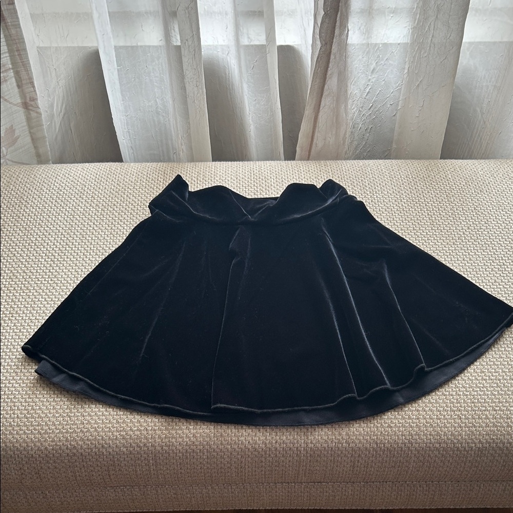 Talbots Black Velvet Skater Skirt